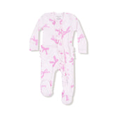 pink baby footie with bows all over