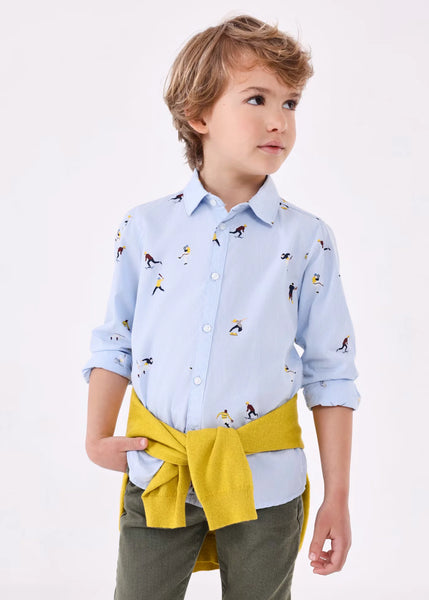 blue striped sports shirt