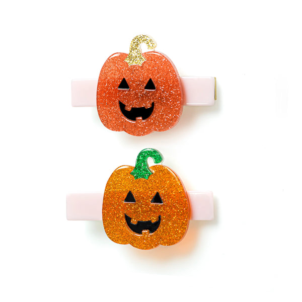 orange glitter jack o lantern clips