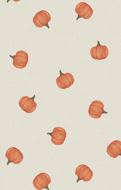 Pattern of pumpkins on a textured beige background