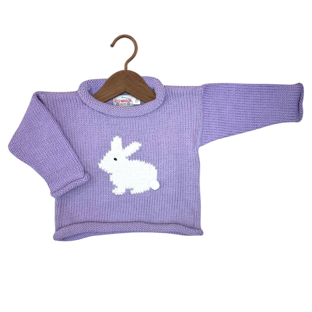 Lavender/White Single Bunny Roll Neck Sweater