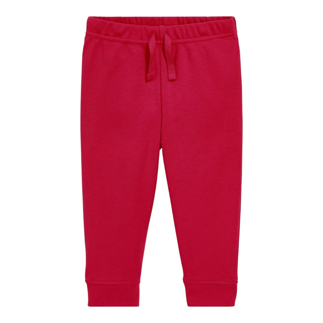 Red sweatpants on a white background