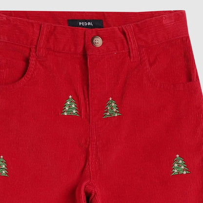 Red Christmas Tree Corduroy Pants