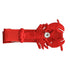 Red lobster-shaped hair clip with a rhinestone on a white background