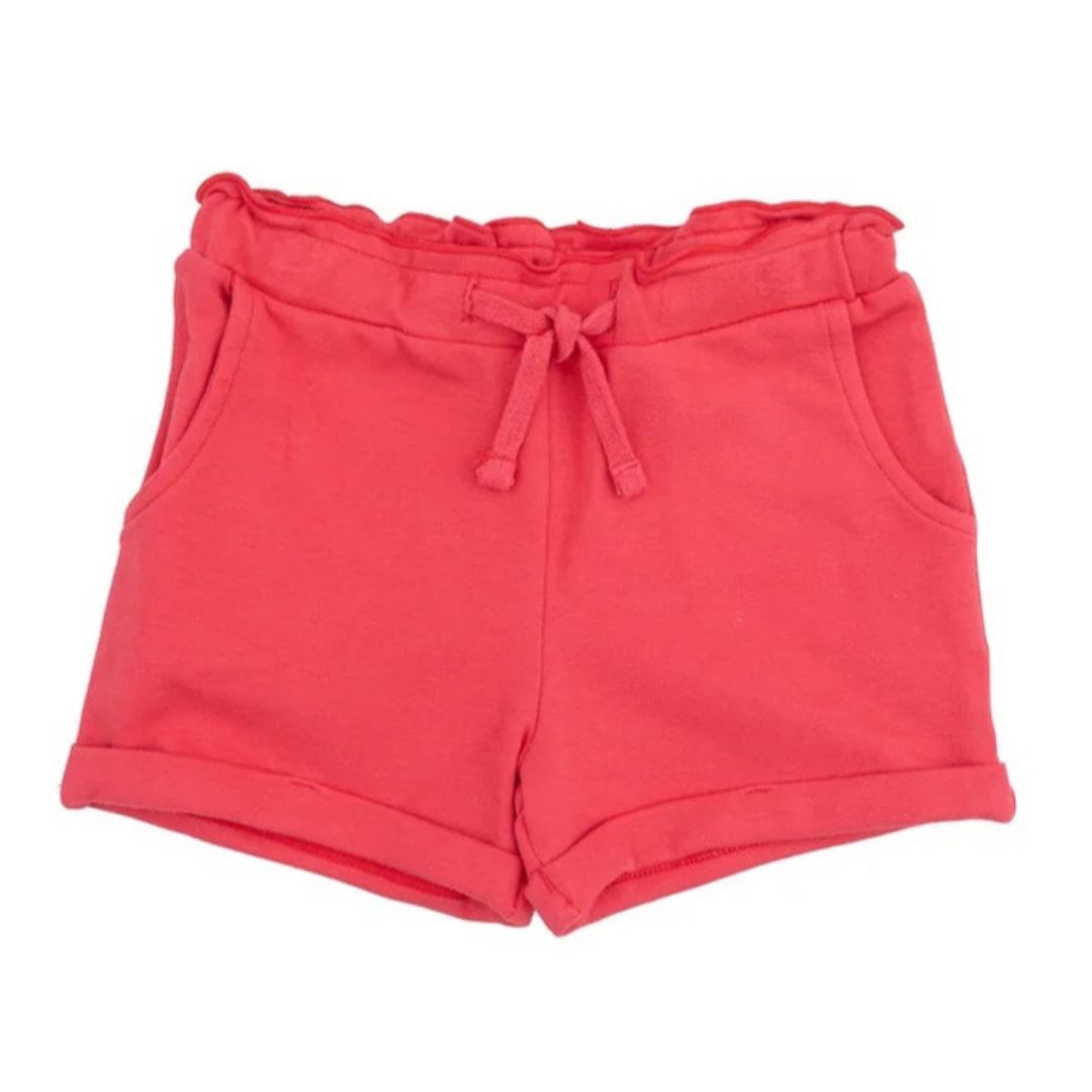 Red French Terry Paperbag Shorts