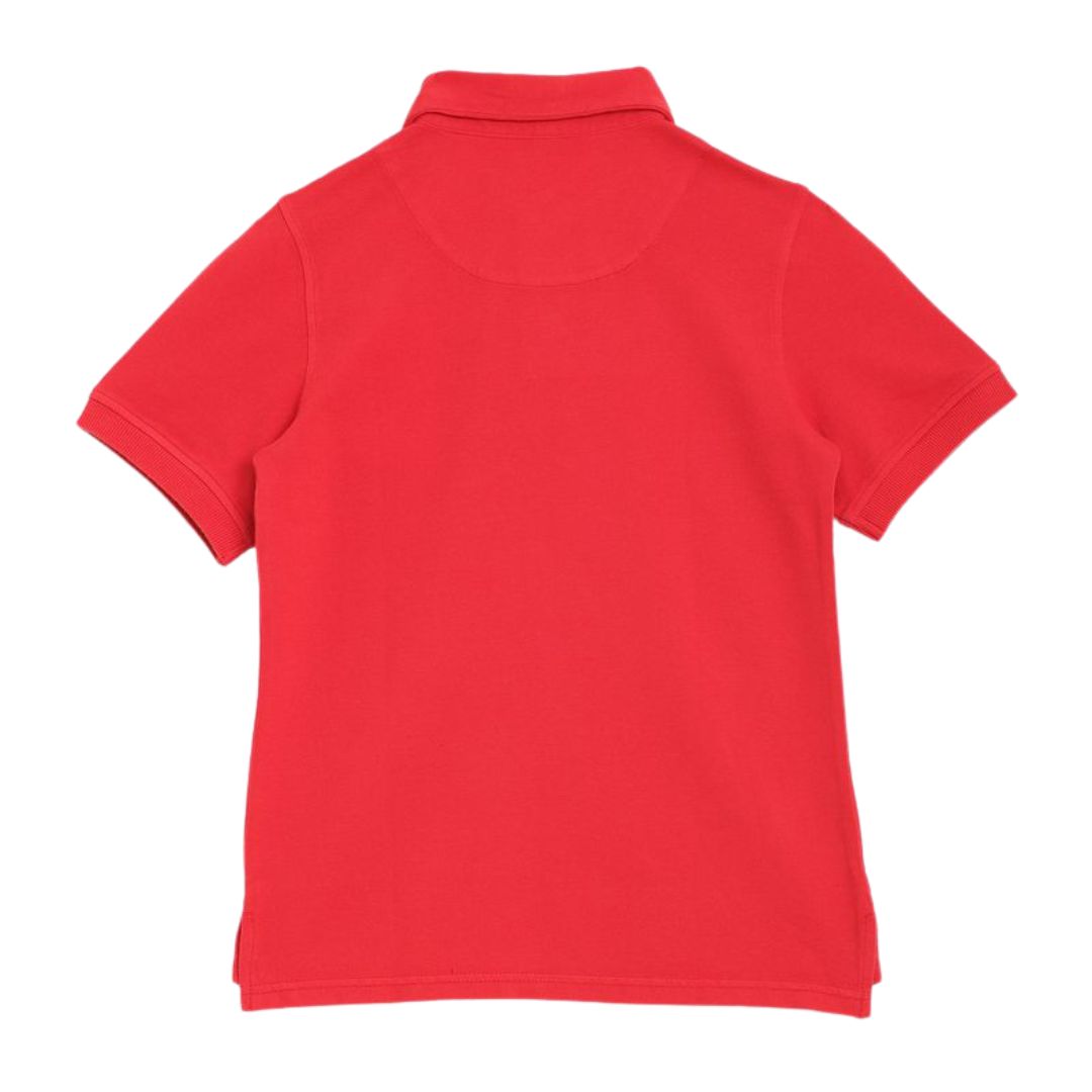 Red polo shirt on a white background