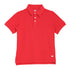 Red polo shirt with a brand logo on a white background