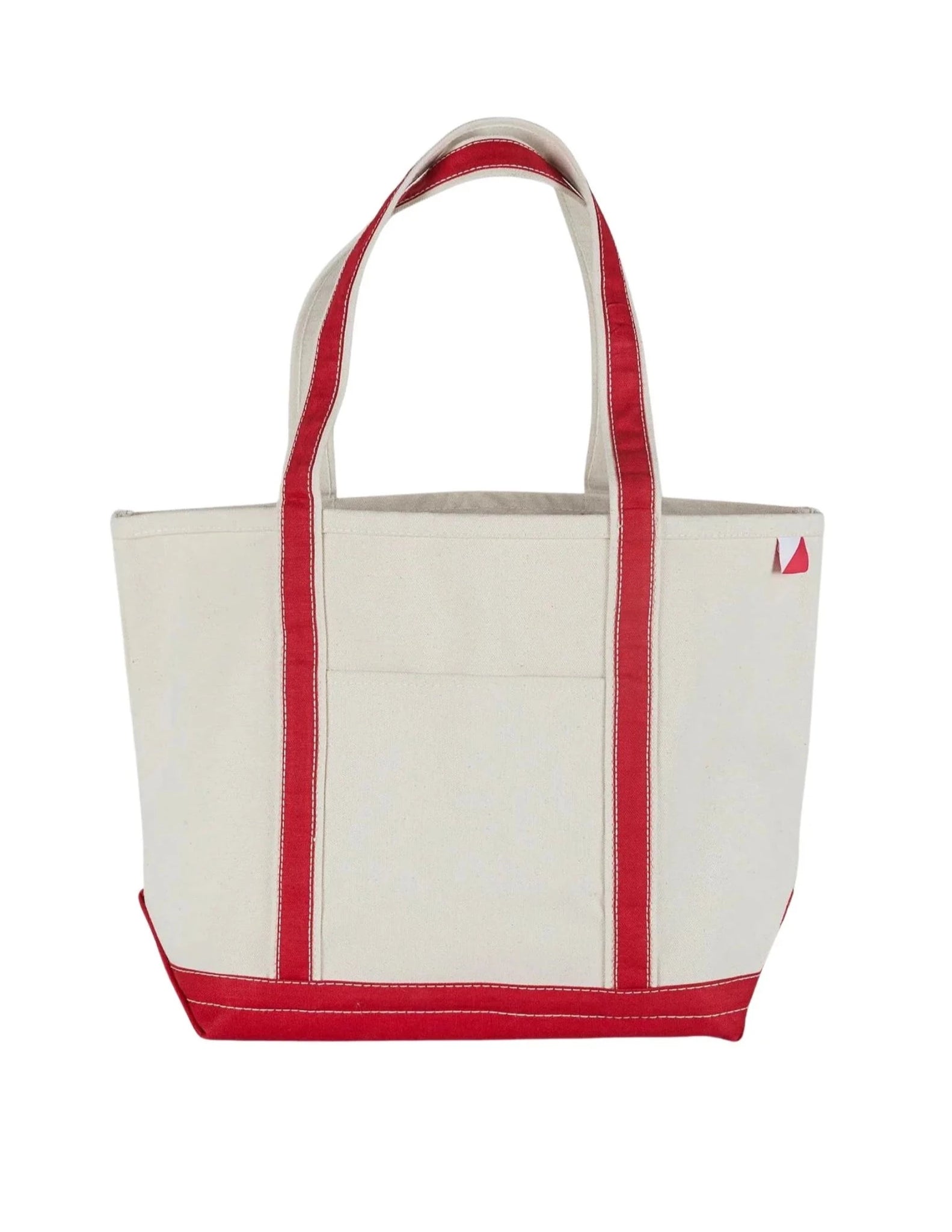 canvas bag with red straps