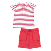 red stripe shirt and red shorts kids set