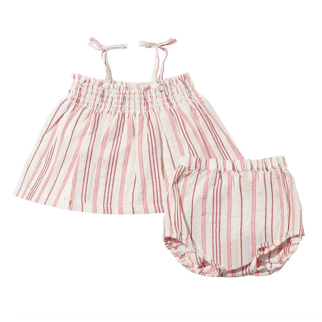 Red Striped Smocked Tank Top and Bloomer 2pc Set