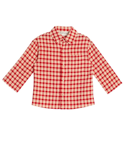 long sleeve red plaid button down shirt