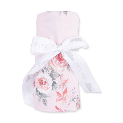 Pink Painterly Rose Bouquets Swaddle Blanket