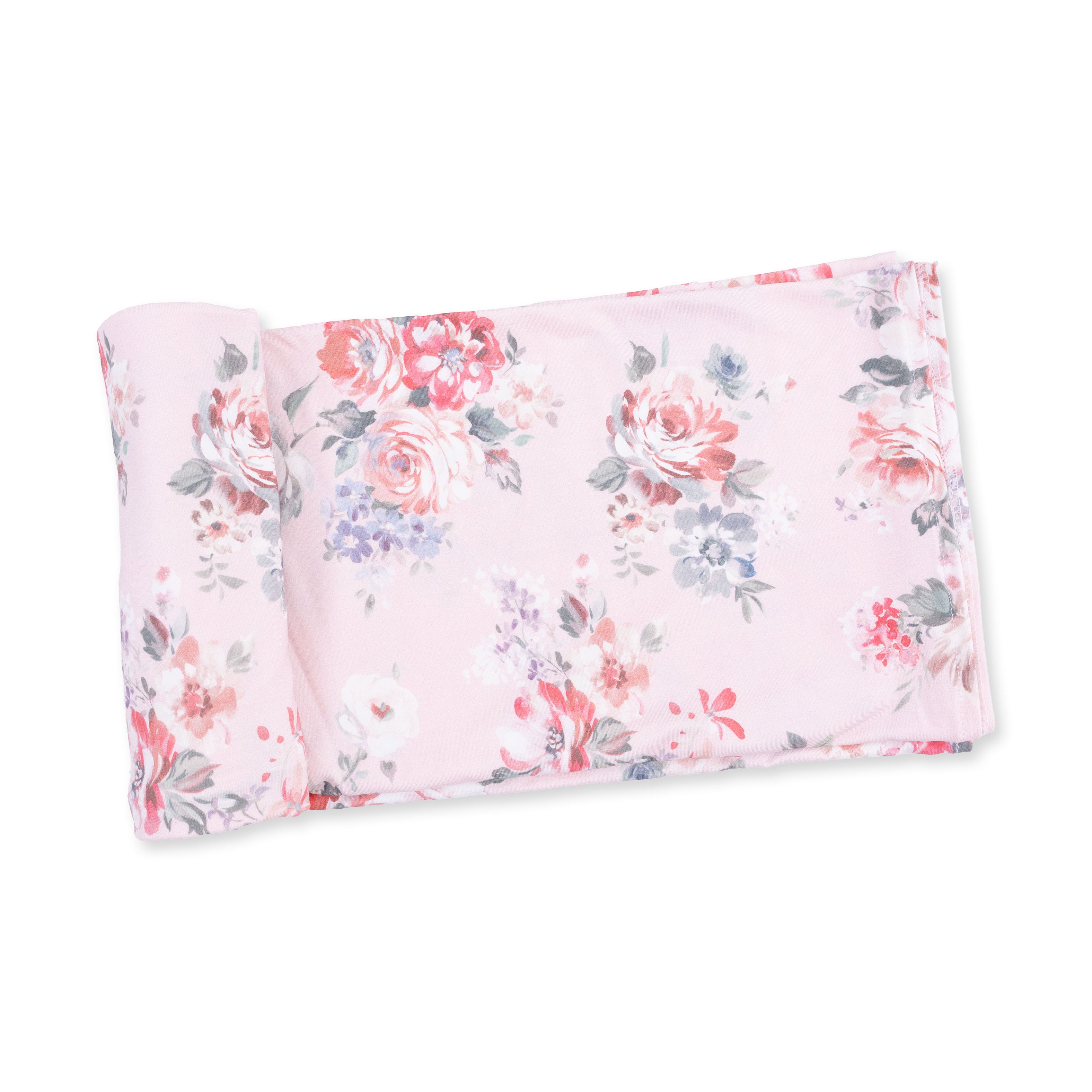 Pink Painterly Rose Bouquets Swaddle Blanket