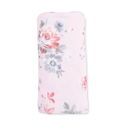 Pink Painterly Rose Bouquets Swaddle Blanket