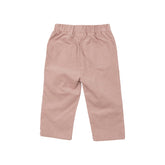 pink kids corduroy pants with heart pockets on back