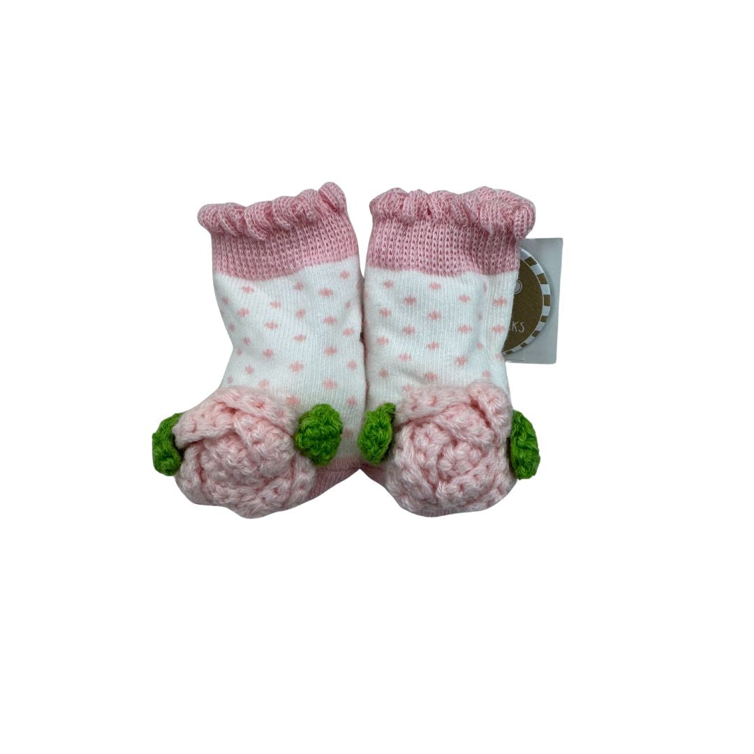 Pink Rose Crochet Rattle Socks