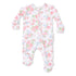Floral patterned baby onesie on a white background