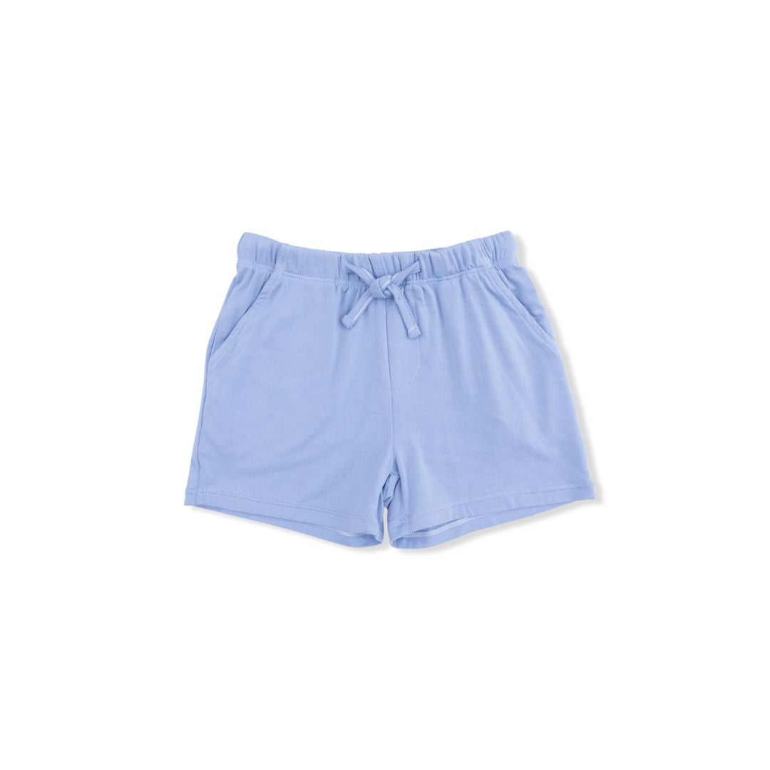 Light blue shorts on a white background