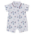 Baby romper with sailboat pattern on a white background