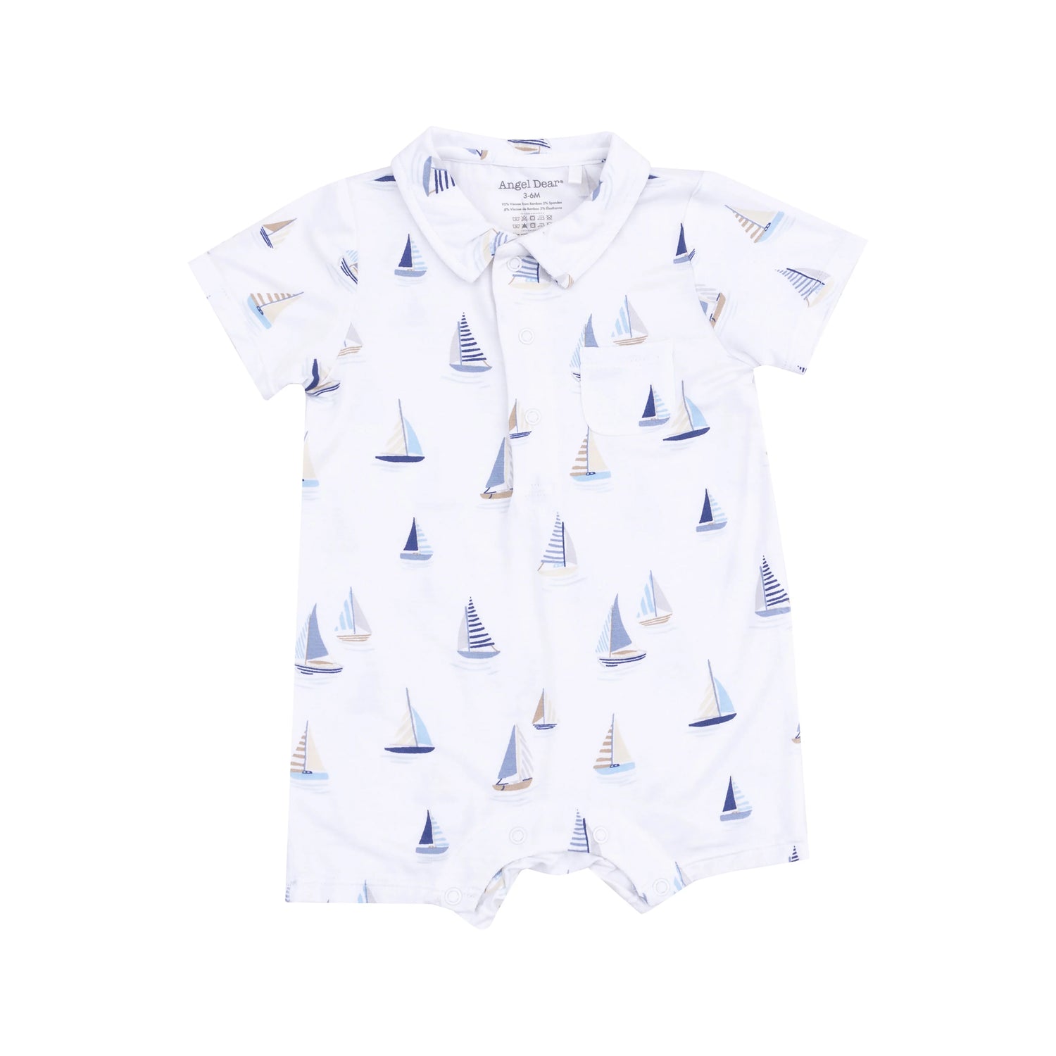 white polo romper with sailboats