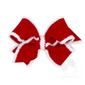 red santa bow with faux fur trim