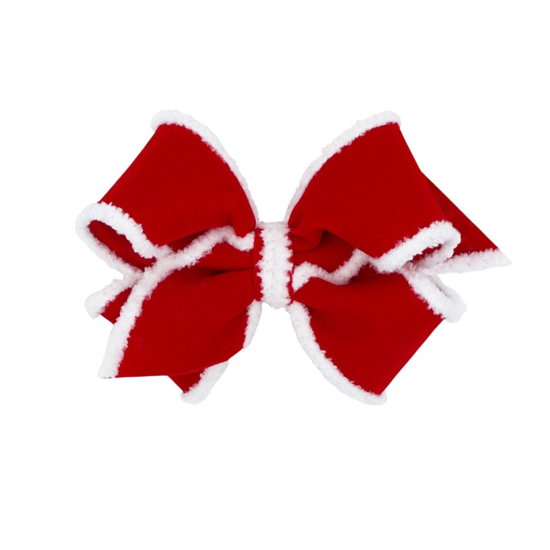 red santa bow with faux fur trim