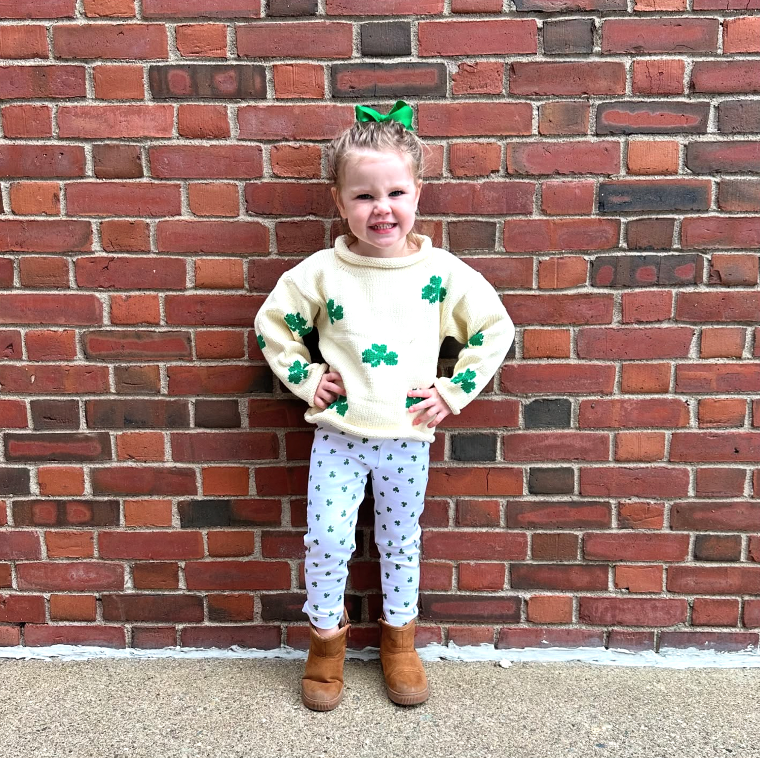 Ivory Shamrock Roll Neck Sweater