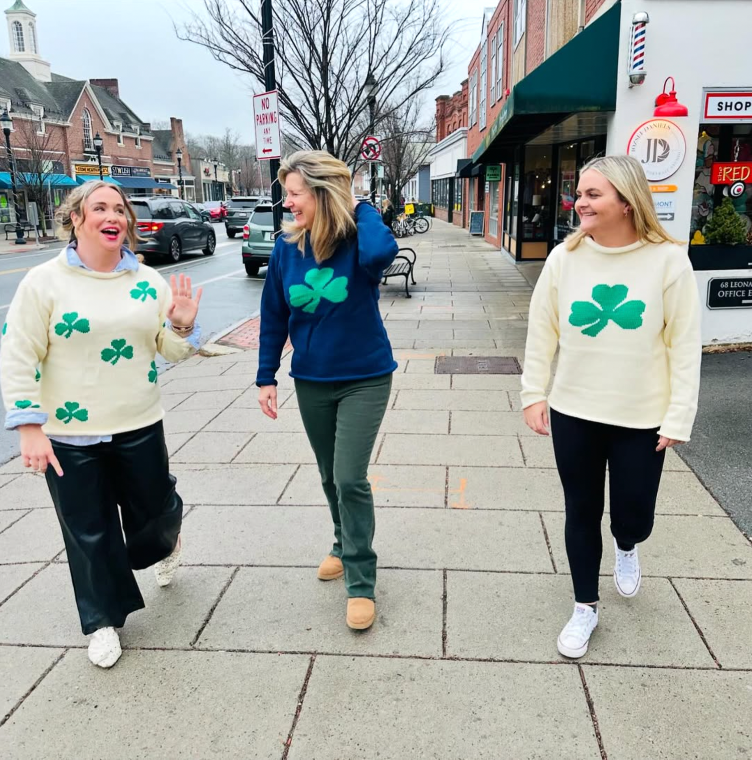 Ladies Ivory Single Shamrock Sweater