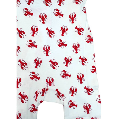 White leggings with red lobster pattern on a white background