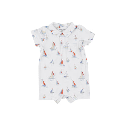 sailboat print all over baby romper