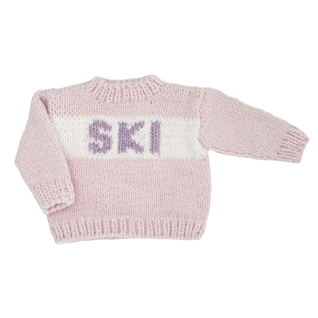 Pink knitted sweater with &
