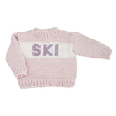 Pink knitted sweater with &