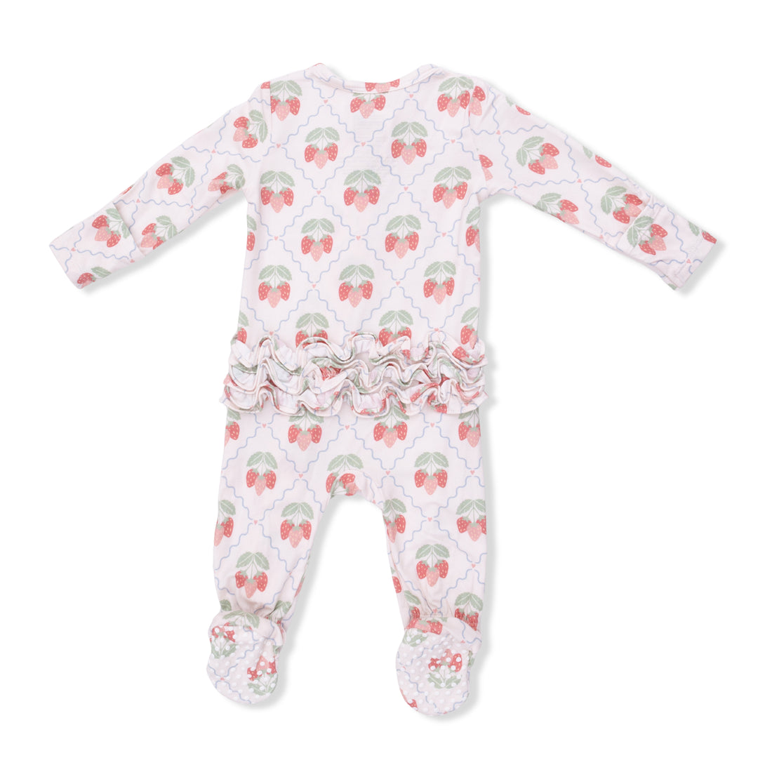 Baby onesie with berry pattern on a white background