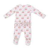 Baby onesie with berry pattern on a white background