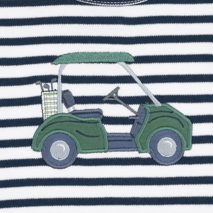 Navy/White Striped Green Golf Cart Long Sleeve Shirt