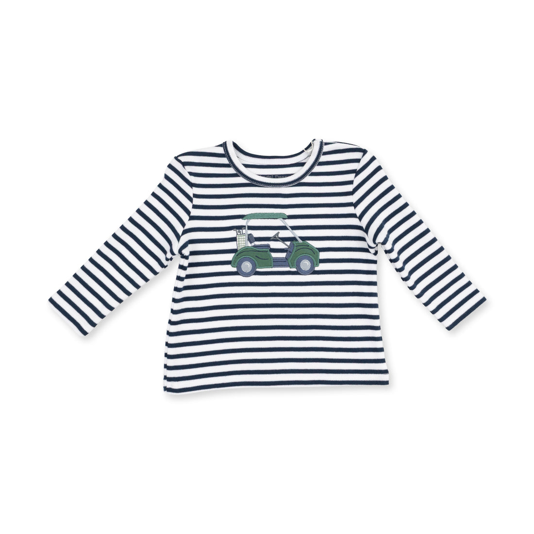 Navy/White Striped Green Golf Cart Long Sleeve Shirt