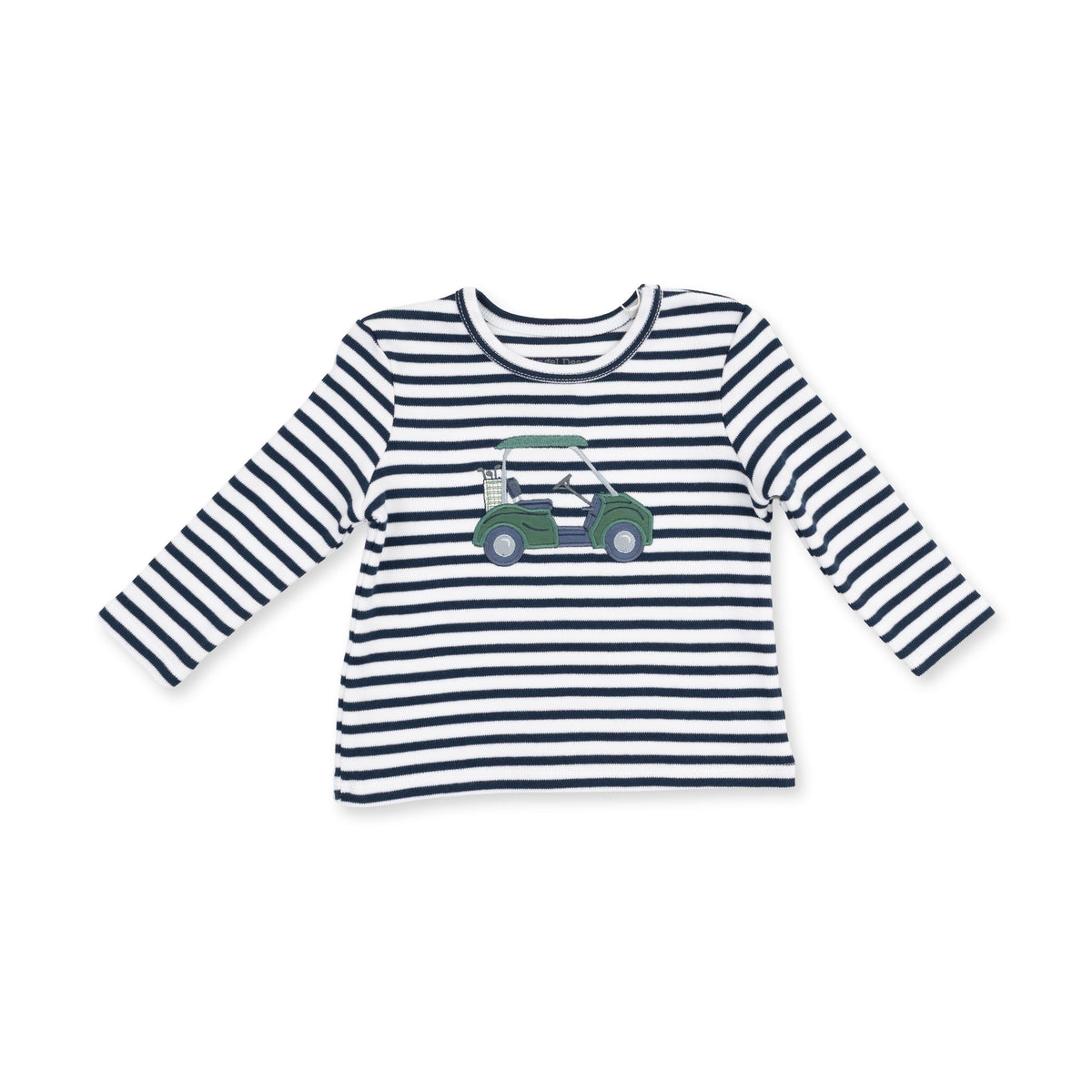 Navy/White Striped Green Golf Cart Long Sleeve Shirt
