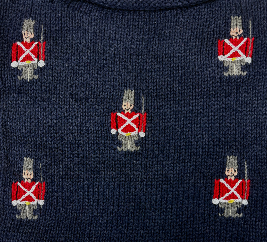 Navy Toy Soldiers Nutcracker Roll Neck Sweater