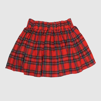 Red plaid skirt on a light gray background