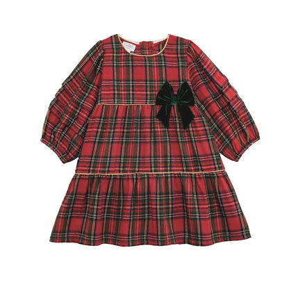 red and green. tartan girls christmas dress