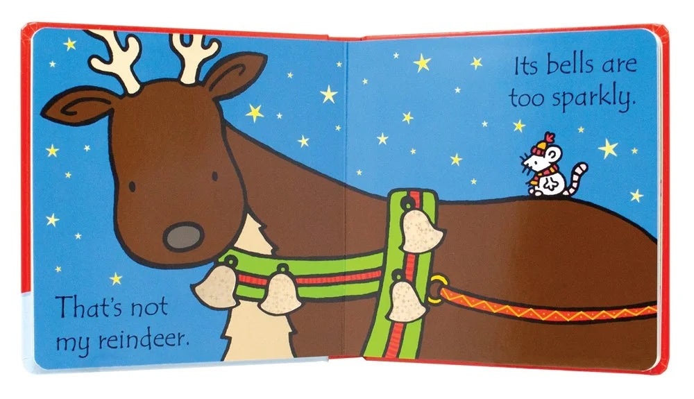 Illustration of a reindeer with bells on a children&