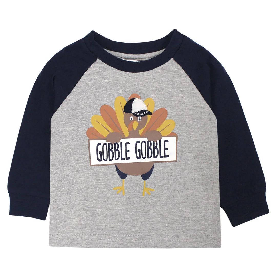 Grau/Marineblaues Gobble Gobble Turkey T-Shirt und Jogginghose, 2-teiliges Set