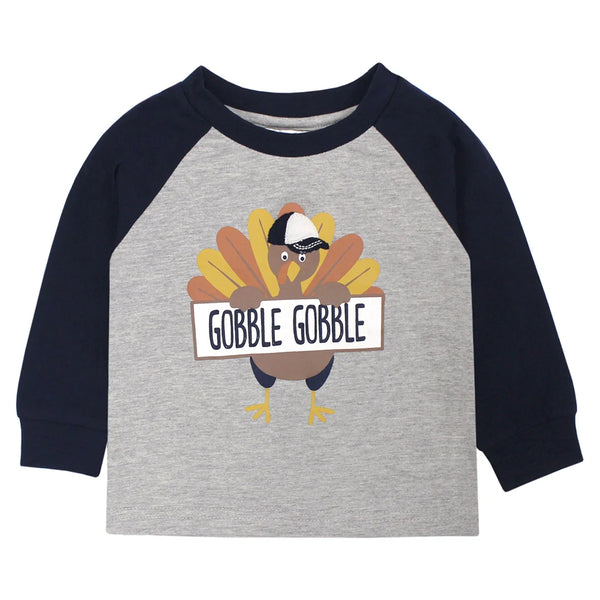 Gray/Navy Gobble Gobble Turkey Tee and Sweatpants 2pc Set