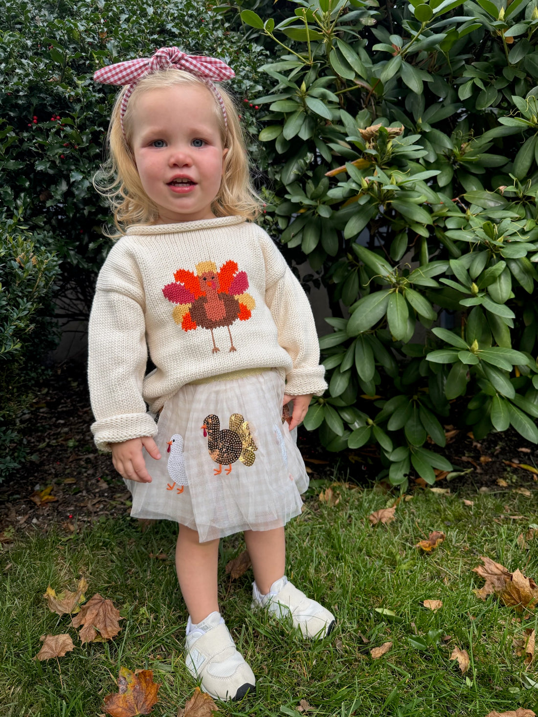 Cream/Tan Gingham Turkey Sequin Tutu