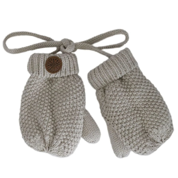 beige knit mittens for baby