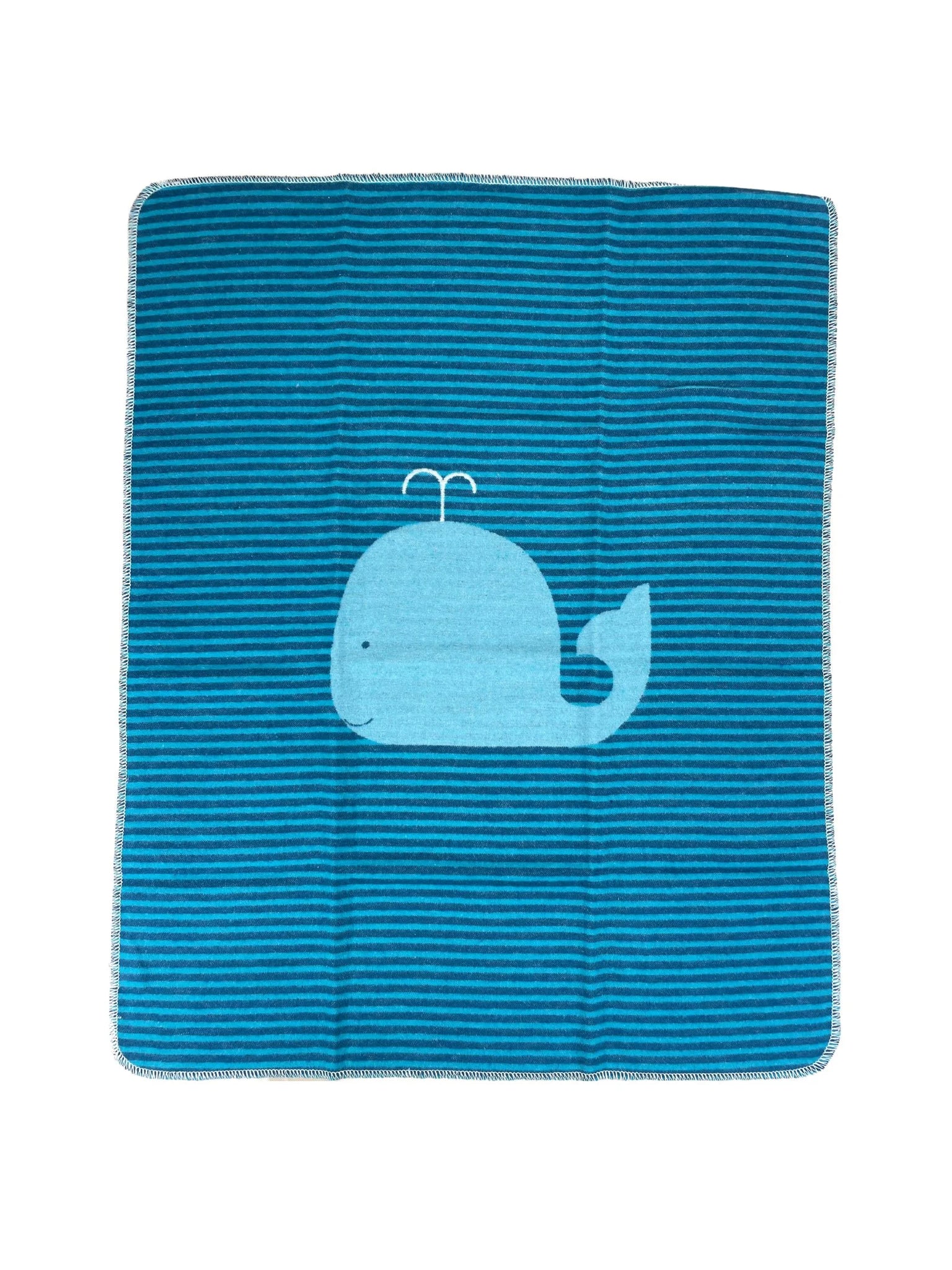 blue striped blanket with whale