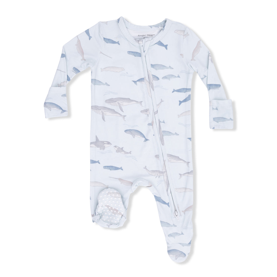 Baby onesie with shark pattern on a white background