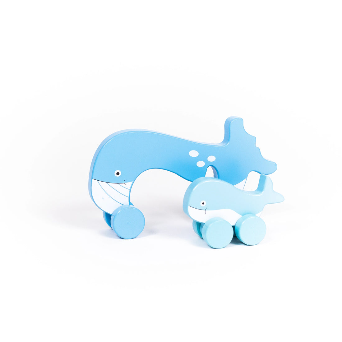 whale big and little wooden roller toy