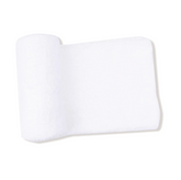 A white, plush rolled-up blanket on a clean white background.