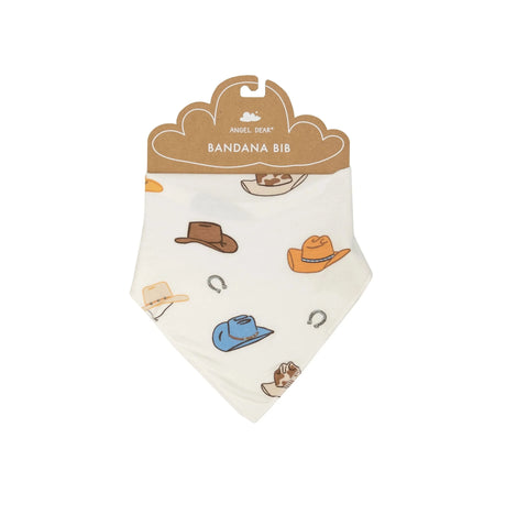 white bib with colorful cowboy hats and horseshoes